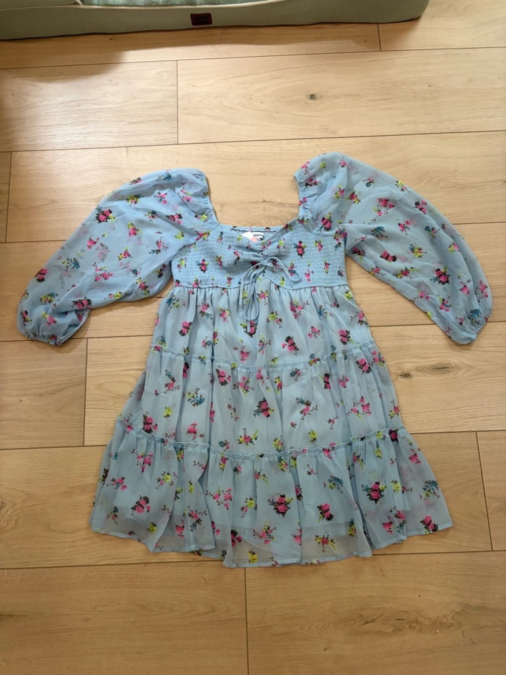 Motherhood Long Sleeve Tie Tiered Dress